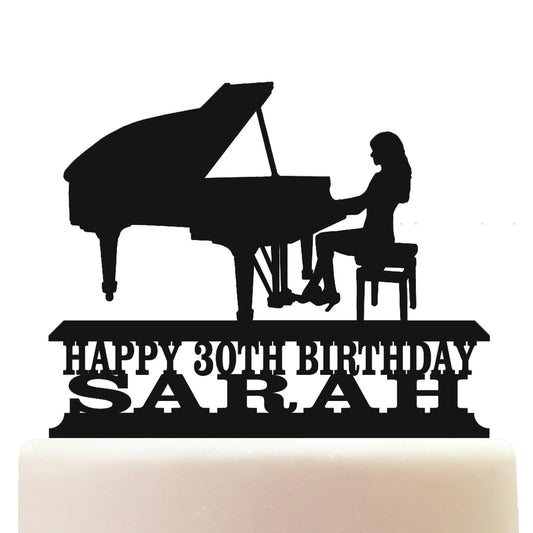 woman piano player cake topper decorations personalized acrylic