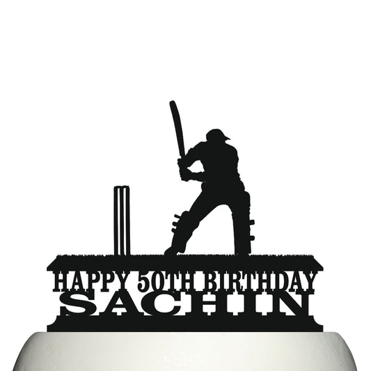 attacking batsman themed cricket cake topper decorations personalized acrylic