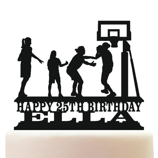 basketball girl match players cake topper decorations personalized acrylic