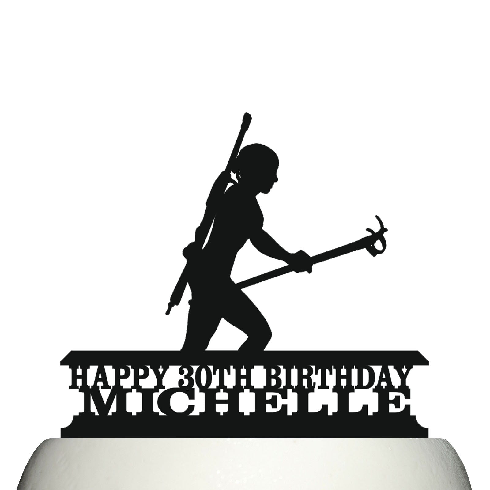 biathlon woman cake topper decorations personalized acrylic