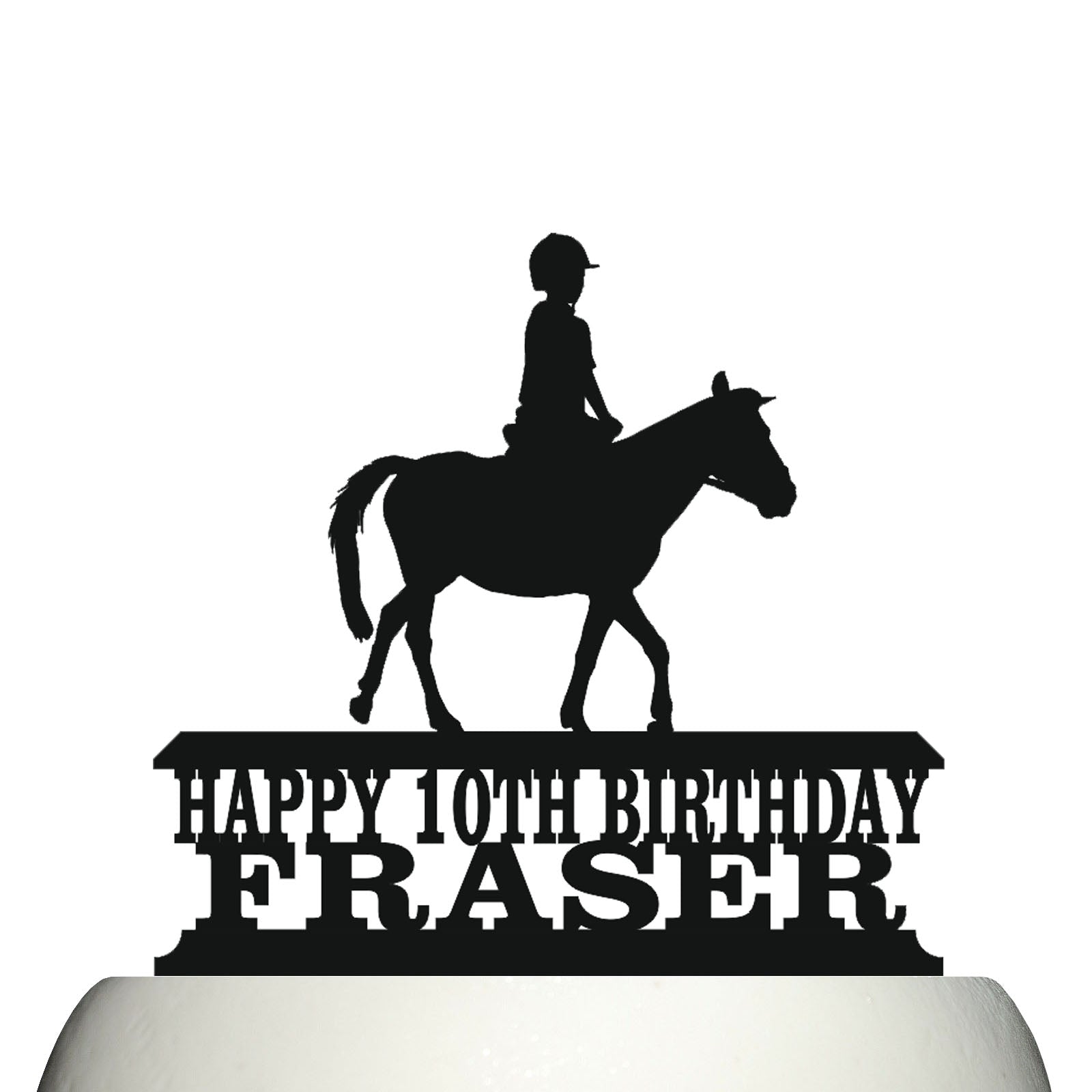 boy horse rider cake topper decorations personalized acrylic