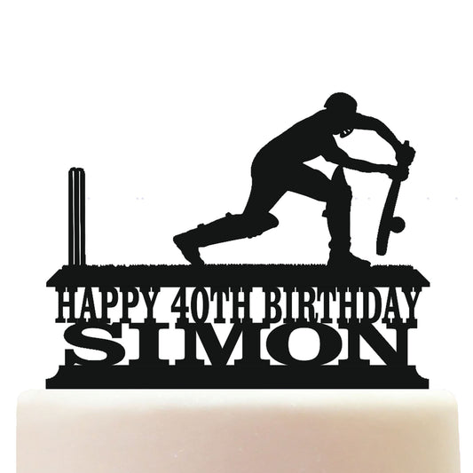 defensive batsman cricket cake topper decorations personalized acrylic