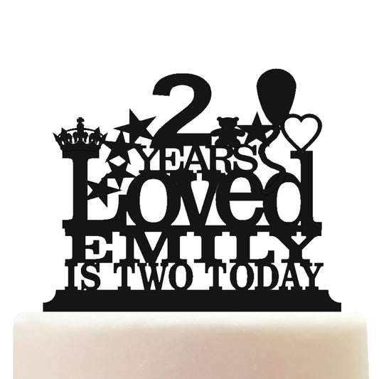 personalized acrylic happy 2nd birthday cake topper decorations