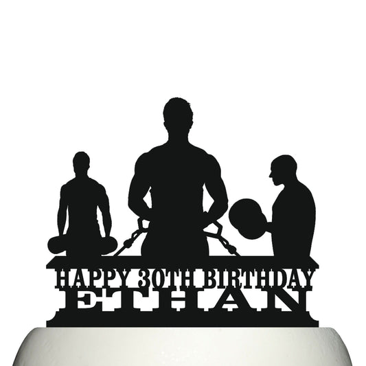 mens weight training gym fitness cake topper decorations